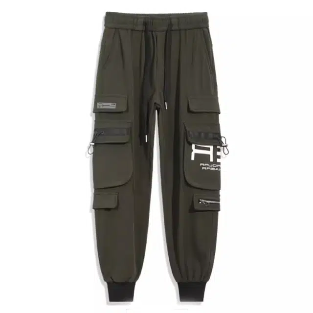 隐狼世家 潮牌美式伞兵束脚休闲裤 男款 军绿色