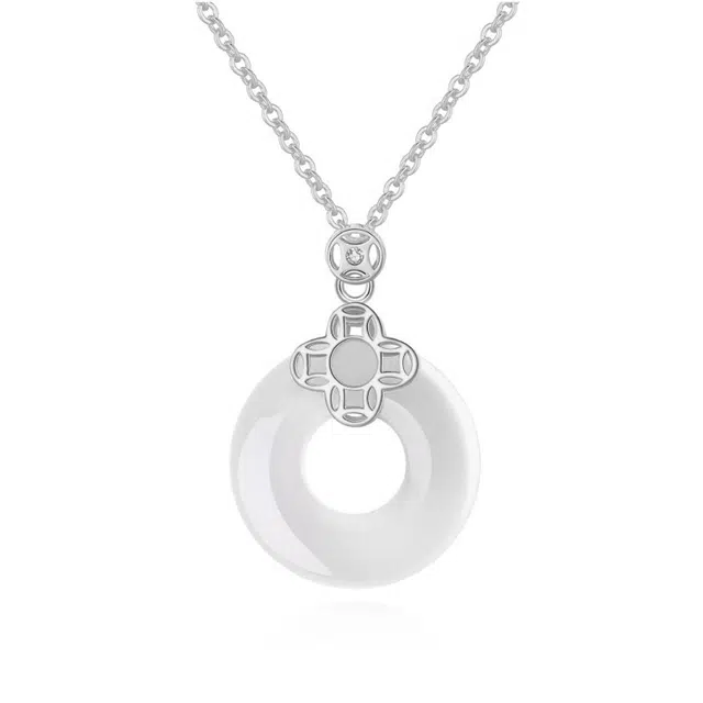 万娜 花朵平安扣复古国风 小众设计高级气质 玉髓 项链 女款