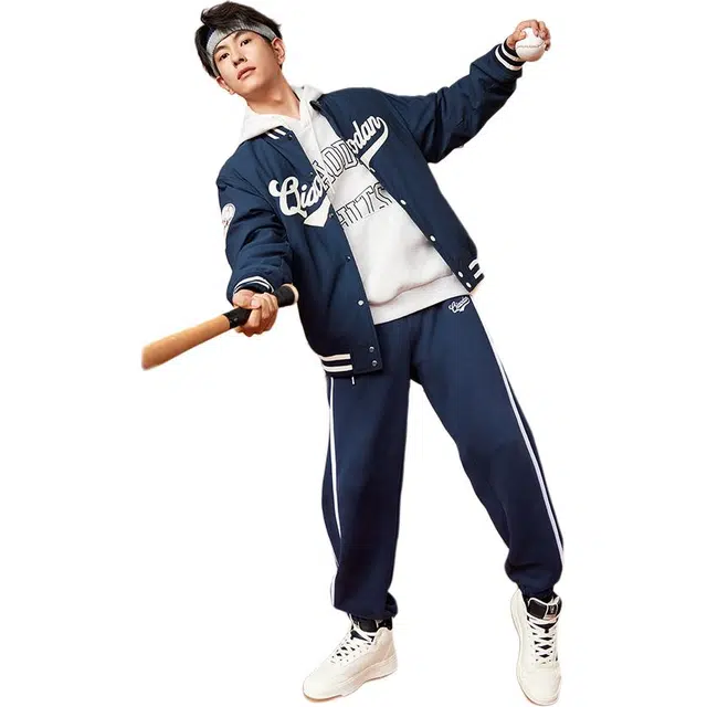 乔丹 运动生活系列 休闲撞色保暖棉服 男款 星夜蓝