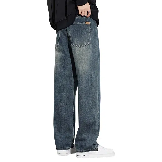 协协乐 美式复古薄款宽松直筒休闲长裤春夏季牛仔裤 男款