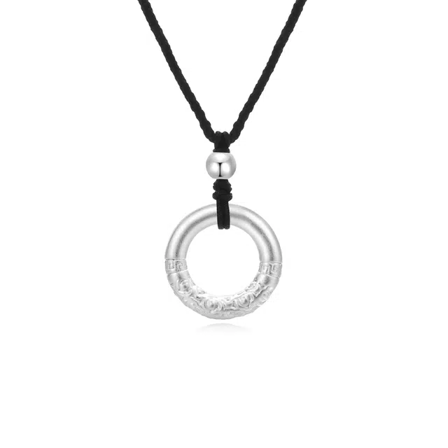 【S999足银纯银 附证书】六桂福 祥云如意平安扣乾坤圈新中式国潮轻奢高级锁骨链通勤百搭 福韵金 好运 男朋友 礼盒项链 男女同款情侣款