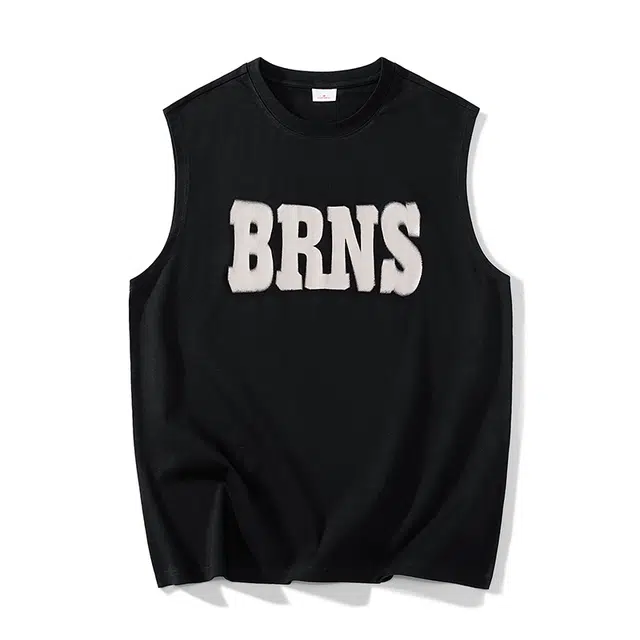 舒适休闲薄款字母印花直筒运动纯棉无袖百搭运动上衣背心 男女同款