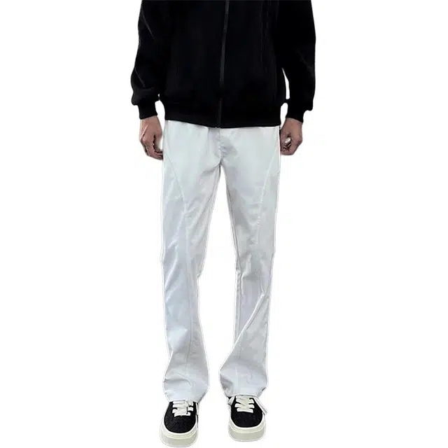 黑马漫画 美式软壳直筒休闲裤 男女同款 葱白