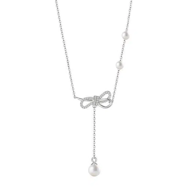 前方大荒野 珍珠流苏蝴蝶结仙气飘飘新中式优雅迷人浪漫简约时尚小众设计轻奢时髦高级感精致清冷感 合金 项链 女款