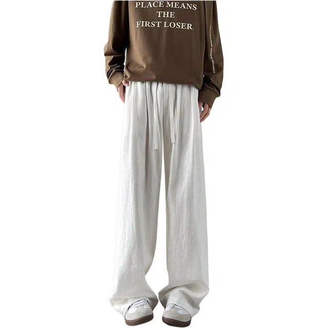 颂希尔 复古纯色百搭简约直筒休闲裤 男女同款