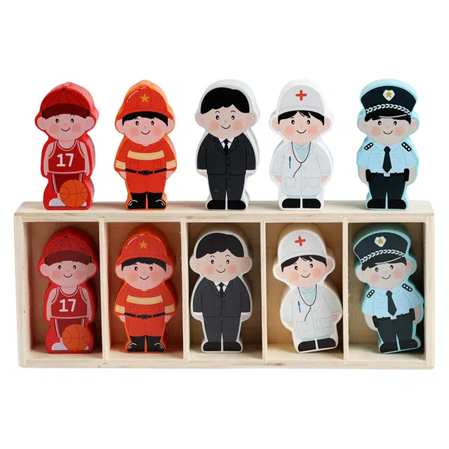 图米鱼 木质猜人物配对记忆力逻辑思维推理亲子互动创意桌游角色扮演创意套装职业人物木制 早教益智玩具