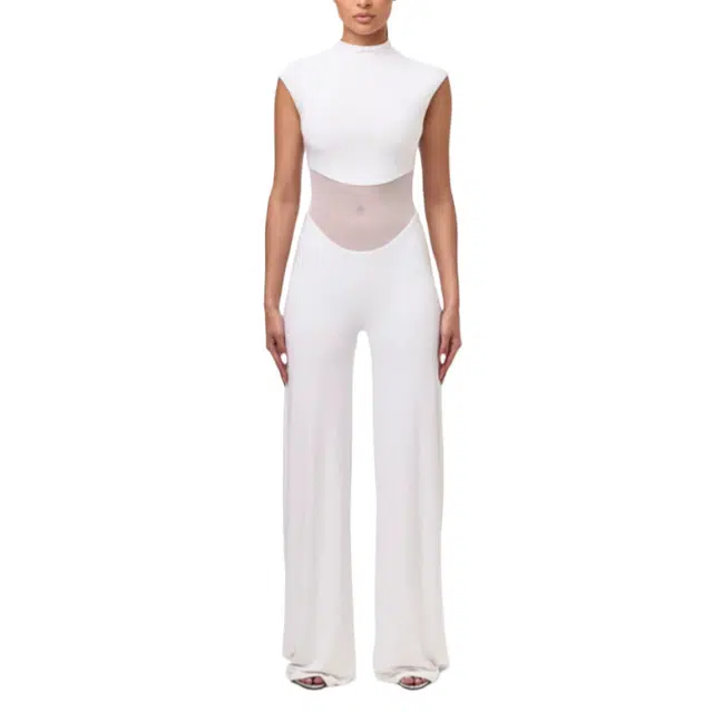 NAKED WARDROBE Mesh Wide Leg Jumpsuit Hourglass