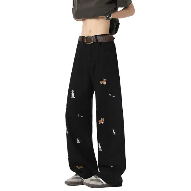 虫小绿 美式复古潮牌舒适百搭高级感长裤牛仔裤 男女同款