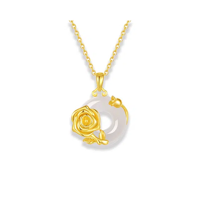 大唐国鼎 玫瑰爱人时尚简约轻奢小众设计森系高级感优雅甜美精致气质甜妹可爱温柔浪漫百搭 好运 琉璃 项链 女款