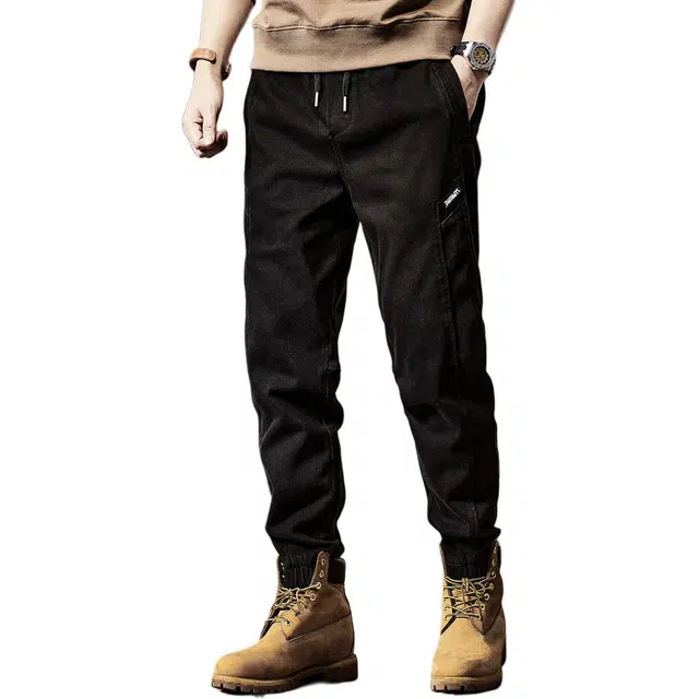 格蓝鹿 潮牌束脚宽松基础简约复古牛仔裤 男女同款