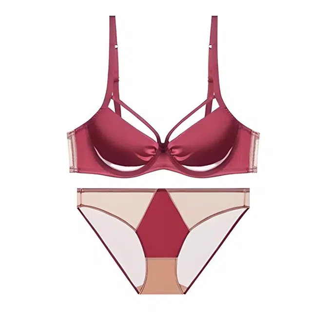 潞优野 大胸显小聚拢收副乳防下垂文胸透气抑菌内裤内衣裤套装 女款