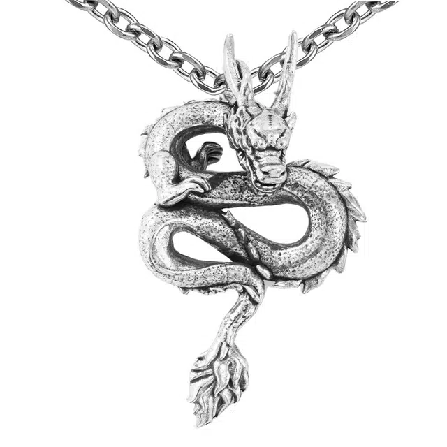 【免费刻字】 白木黑冰 小神龙 生肖本命年新中式原创小众设计高级感潮流时尚 银合金 项链 男款 礼盒
