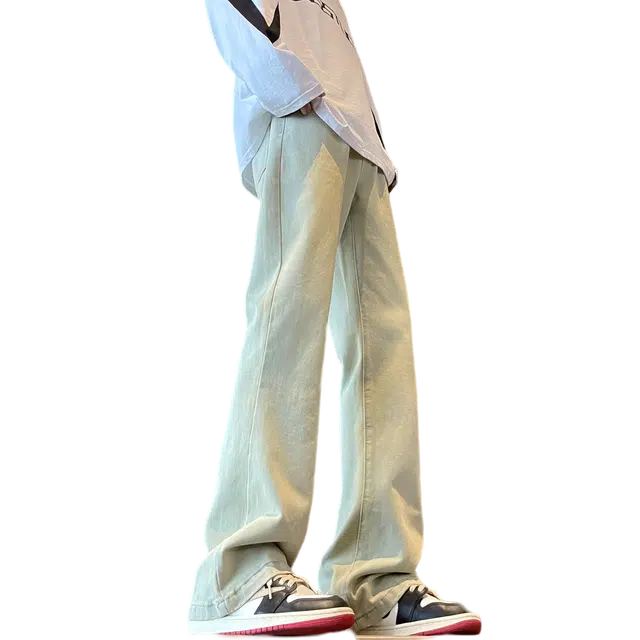 巴塞罗那足球俱乐部 美式复古高街风废土水洗弹力显瘦垂感百搭长裤微喇牛仔裤 男女同款