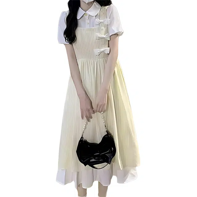 黛尔佳人 气质舒适时尚休闲优雅简约短袖连衣裙 女款