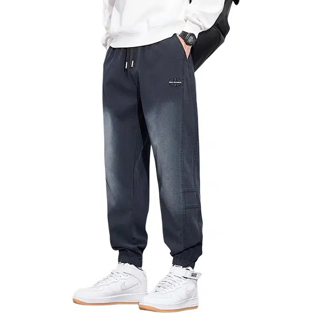 童先森 凉感渐变水洗美式高街束脚牛仔裤 男款