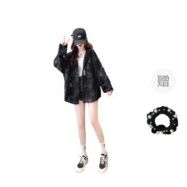 雾闪闪 宽松薄款休闲长袖雪纺衫 女款