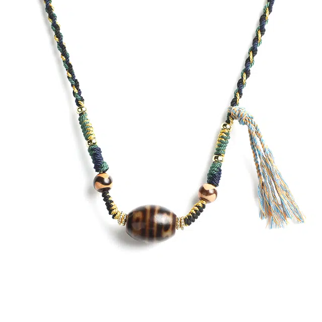 【招财进宝运气好】 玉临门 平步青云 民族风天珠复古时尚编织吊坠 事业爆棚 升职加薪 高薪长伴#好运 玛瑙 项链 男女同款情侣款