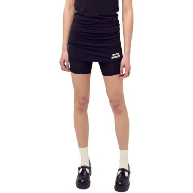 MARDI MERCREDI SS25 PANTSKIRT DOUBLE LABEL SHIRRING_BLACK