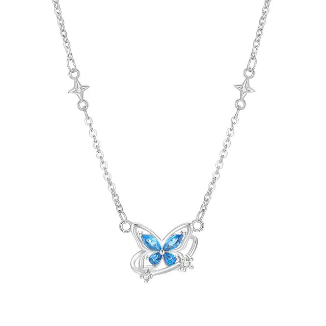 珂里 轻奢简约遇到蝴蝶锁骨链百搭小众蝴蝶设计感甜美时尚清新颈链 合金 项链 女款