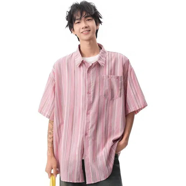 沐诚阳译 舒适潮流百搭短袖衬衫 男款