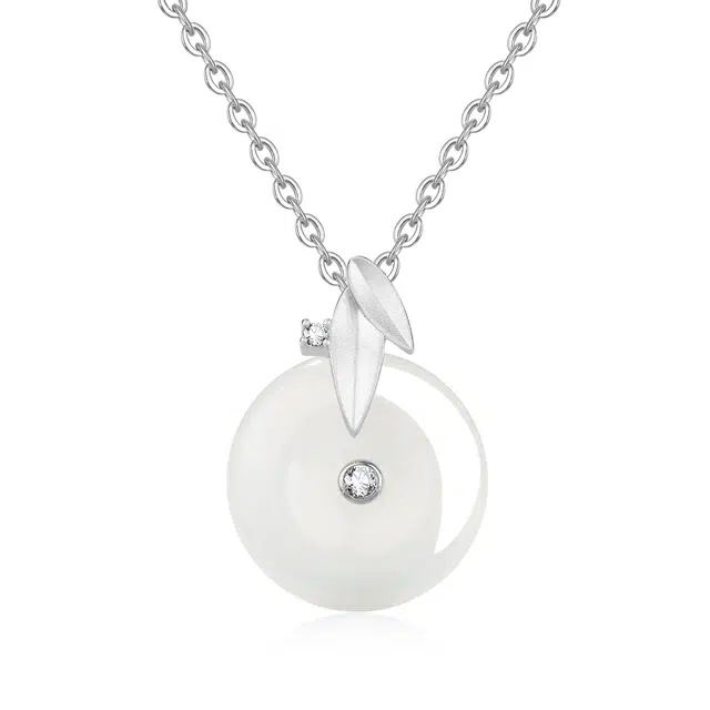 帝苏行 叶语平安扣 新中式国潮 吉祥如意平安顺遂 好运 简约小众设计 玉髓 玉石项链 女款