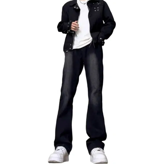 布客行 美式复古水洗做旧高街潮流微喇中腰显高显瘦牛仔裤 男女同款