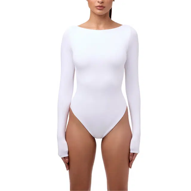 NAKED WARDROBE Boatneck Open Back Bodysuit Smooth
