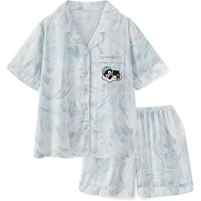 顶瓜瓜 透气舒适简约休闲可外穿家居服夏季睡衣套装 男女同款