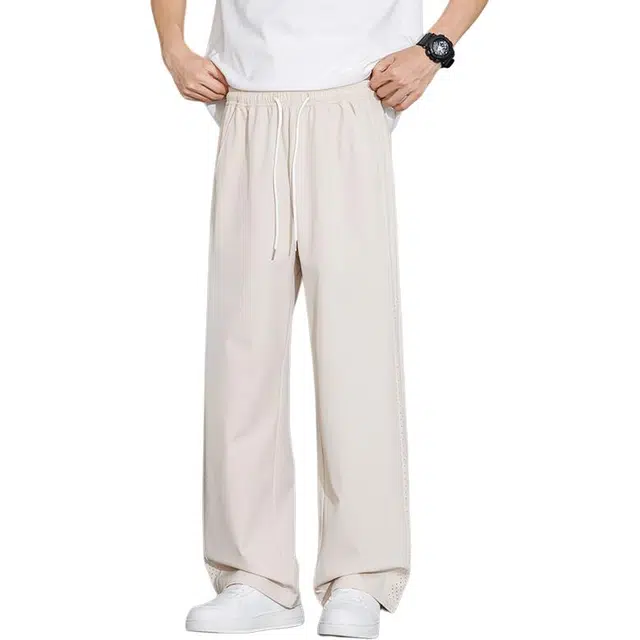 么宁 薄款速干透气纯色简约舒适百搭宽松直筒潮流休闲裤 男女同款