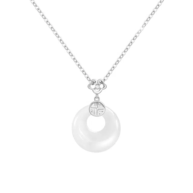 尚仟伊 福字祥云平安扣 福气满满国潮新中式优雅气质精致温柔有福#好运天然 玉髓 玉石项链 女款