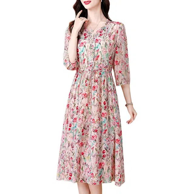 水中花 通勤时尚舒适休闲百搭短袖连衣裙 女款