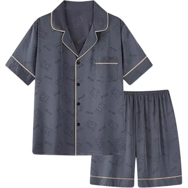 顶瓜瓜 夏季男透气舒适简约休闲家居服睡衣套装 男款