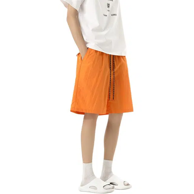 顶峰保罗 薄款透气速干纯色百搭五分裤宽松运动风潮流休闲短裤 男女同款