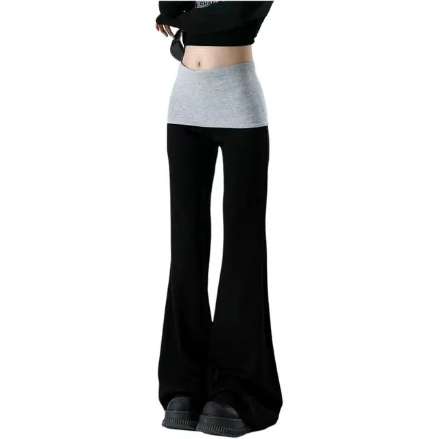 怪力萝莉 美式辣妹低腰拖地马蹄裤微喇叭裤休闲裤 女款 黑色