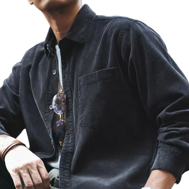 格蓝鹿 春季 纯色基础简约水洗日常通勤怀旧立领长袖衬衫 宽松型 男女同款