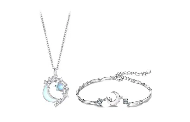 尚银福 梦幻星月系列 摘星揽月轻奢气质高级感 精致气质小众星星月亮 极简风优雅浪漫轻奢设计感 小清新甜美可爱 好运 合金 项链 女款