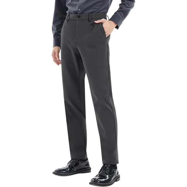 利郎 轻暖纯色侧缝插袋保暖 中腰直筒极简风商务休闲裤 男款