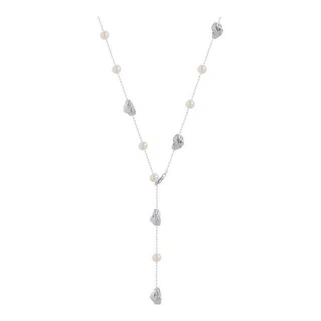 子婳 轻奢小众高级感满天星珍珠流苏锁骨颈链毛衣链配饰时尚百搭优雅气质 合金 项链 女款