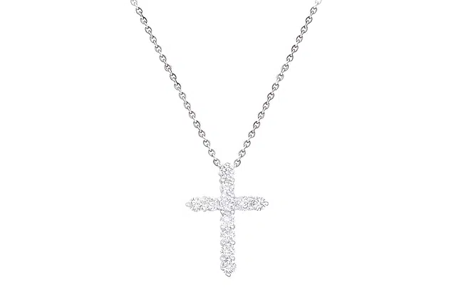 Graff Small Cross Necklace 18K White Gold Diamond