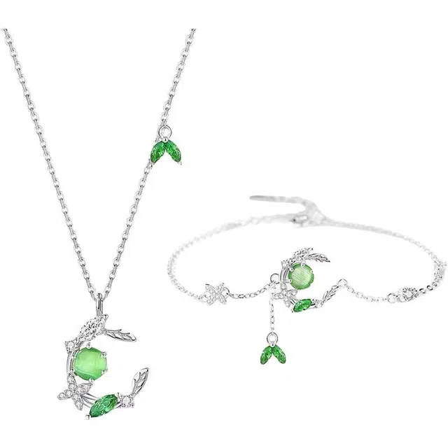 克兰茜 常青藤系列 小众轻奢简约高级感设计 璀璨枝叶森系小清新经典百搭 个性时尚夏日吸睛 精美礼盒可调节好运 玻璃猫眼 玉石项链 女款