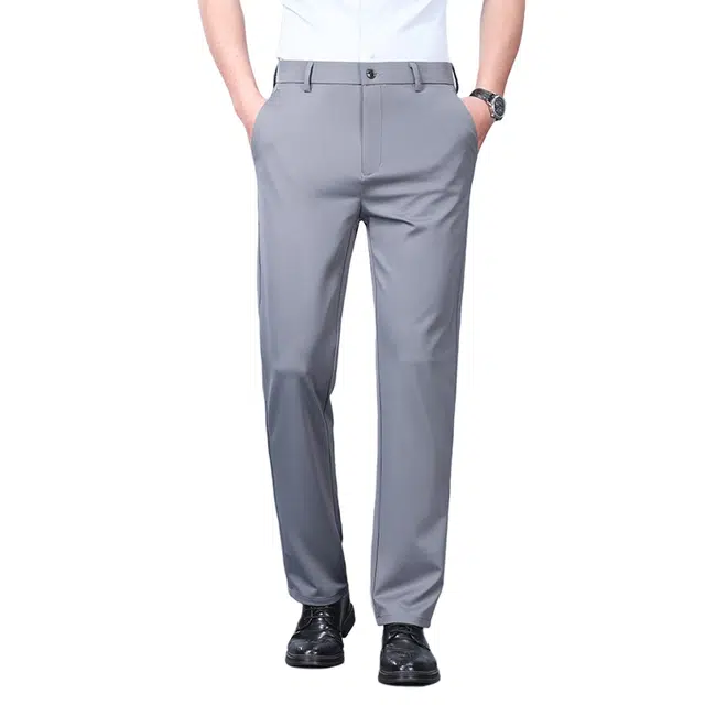 老爷车 含桑蚕丝冰丝夏季轻薄直筒高弹轻商务时尚轻松简约休闲裤 男款