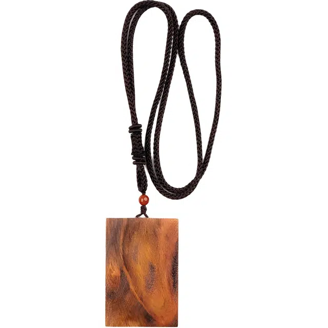 仙源 好运连连八方来财福禄吉祥小众诸事顺利 新中式国潮复古民族风 无事牌脖挂链编绳可调节 花梨木 木作项链 男女同款情侣款