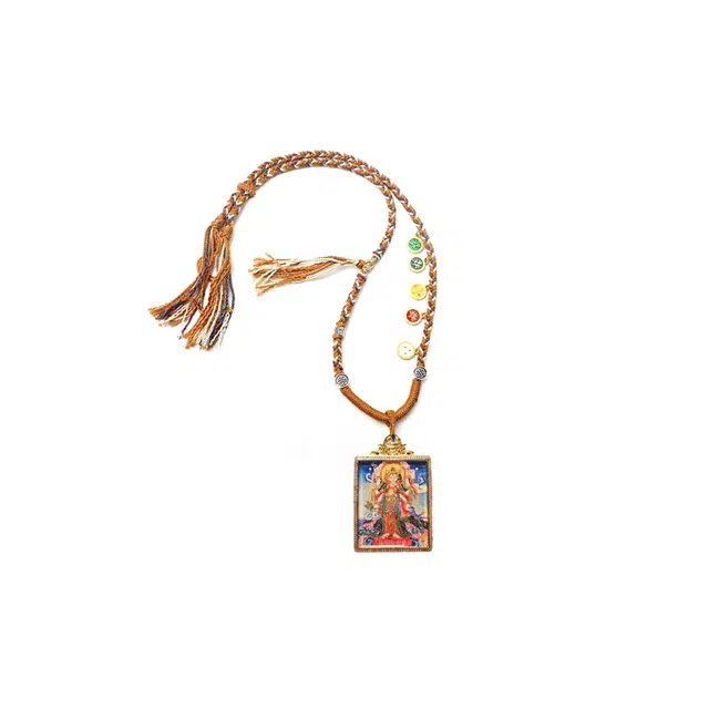 玉临门 四季发财 手绘唐卡 摩利支天新中式国风民族风挂件手工编织棉绳#好运 合金 项链 男女同款情侣款