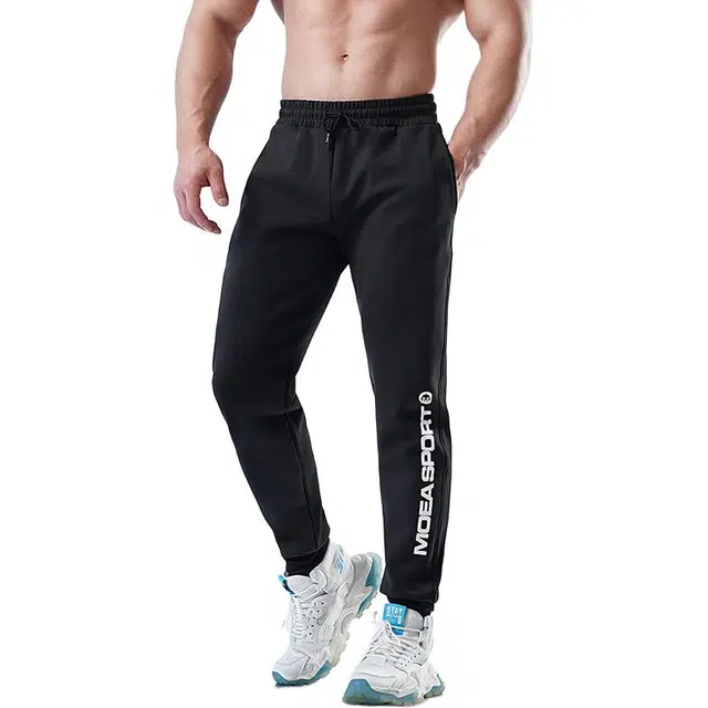 墨立方 简约英文字母设计束脚休闲裤 男款