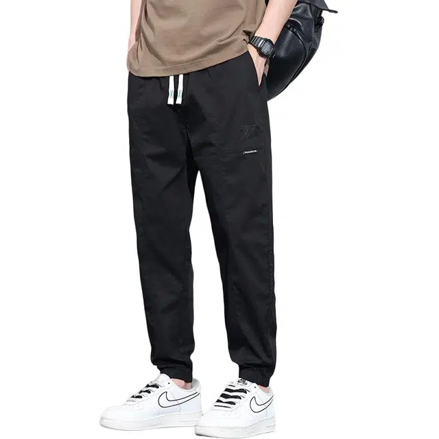 协协乐 冰丝凉感透气裤子薄款美式速干网眼宽松哈伦冰丝速干束脚工装运动九分裤休闲裤 男款