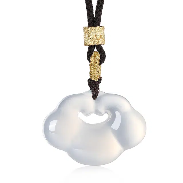 翠雅金楼 新中式国潮国风复古编绳 清润招财转运 好运平安如意锁 玉髓 项链 男女同款情侣款