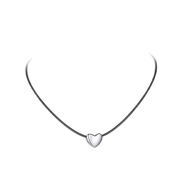 骊碧 银色爱心高档浪漫有意义 仪式感 合金 蜡绳 项链 女款
