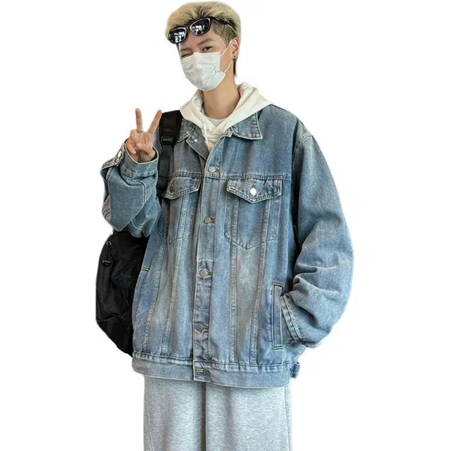 羽浅 工装休闲日系潮牌宽松百搭牛仔外套 男女同款