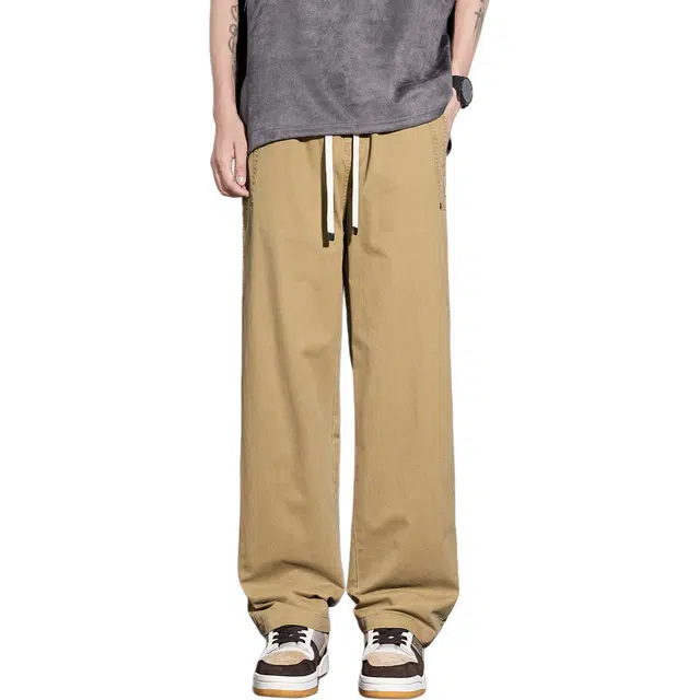 瑞梵帝斯 时尚日常百搭户外运动口袋痞帅宽松柔软抽绳立体裁剪耐磨水洗直筒休闲裤 男款