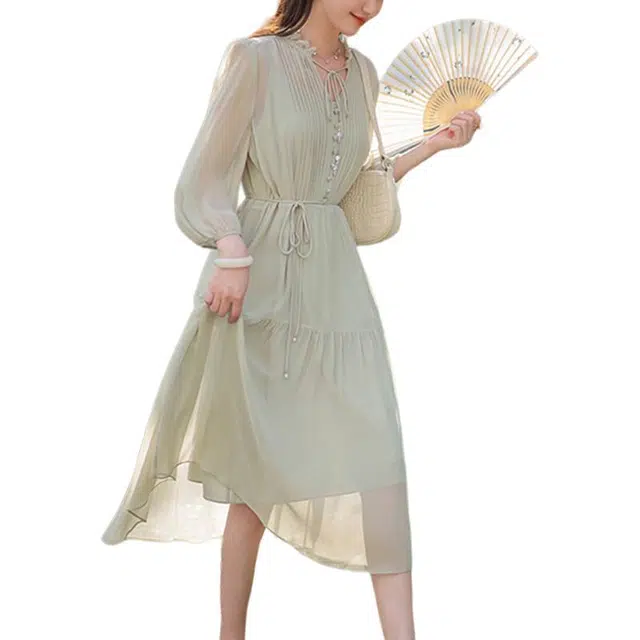 比利斯山羊 简约气质宴会礼服长袖连衣裙 女款